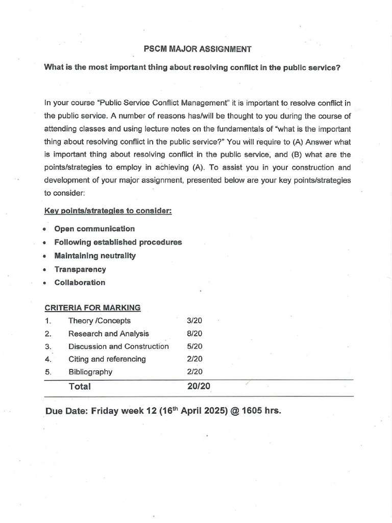 Public Services Conflict Management - Major Paper | PDF