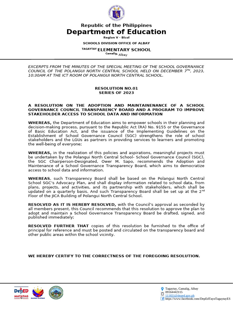 School Governance Transparency Board | PDF | Governance | Government