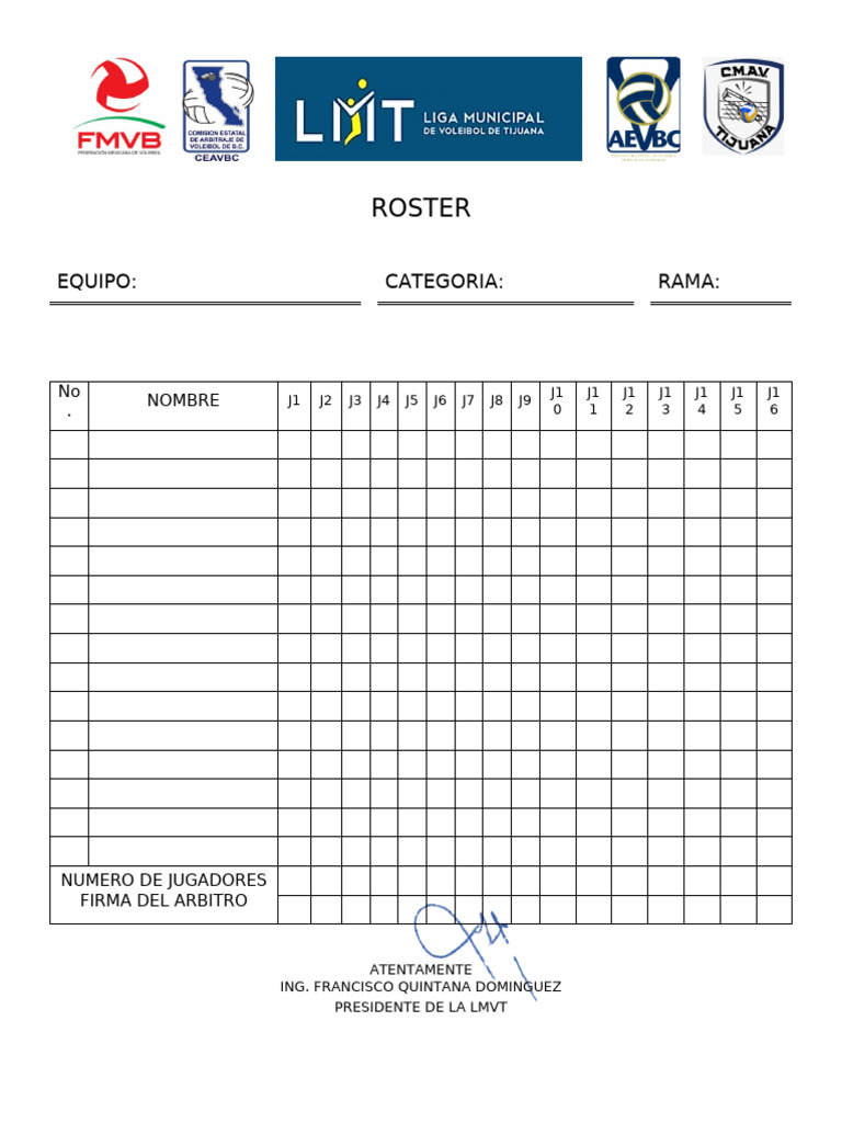 Roster de Jugadores y Arbitraje LMVT | PDF