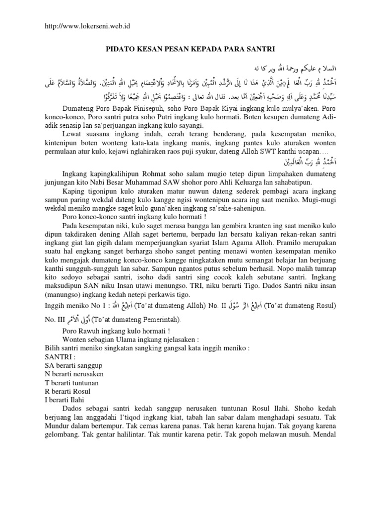 Pidato Kesan Pesan Kepada Para Santri