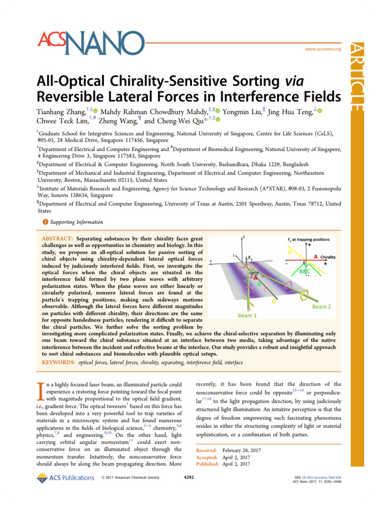 Optical Sorting of Chiral Objects | PDF | Force | Polarization (Waves)