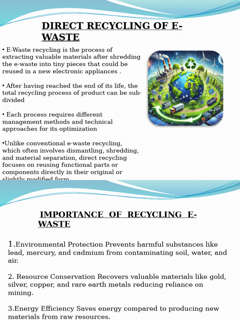 Direct Recycling of E-Waste Benefits | PDF | Recycling | Electronic Waste