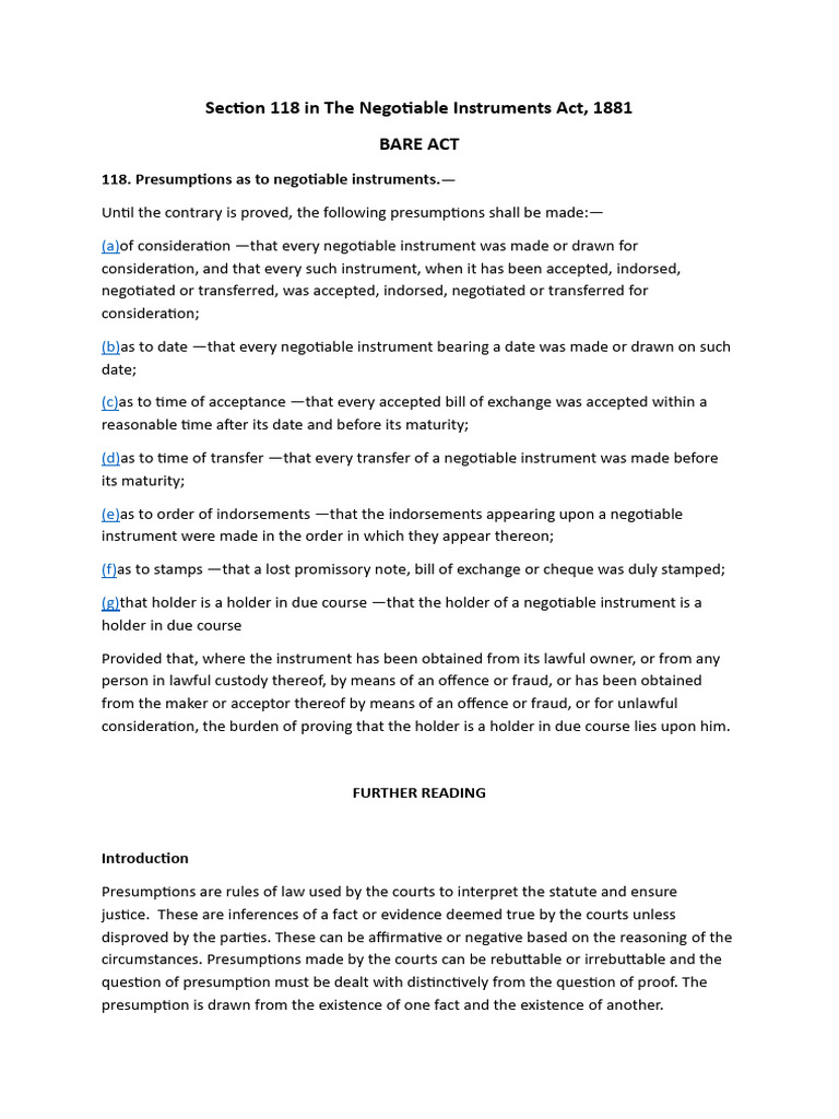 02.4 - Section 118 in The Negotiable Instruments Act | PDF | Negotiable ...