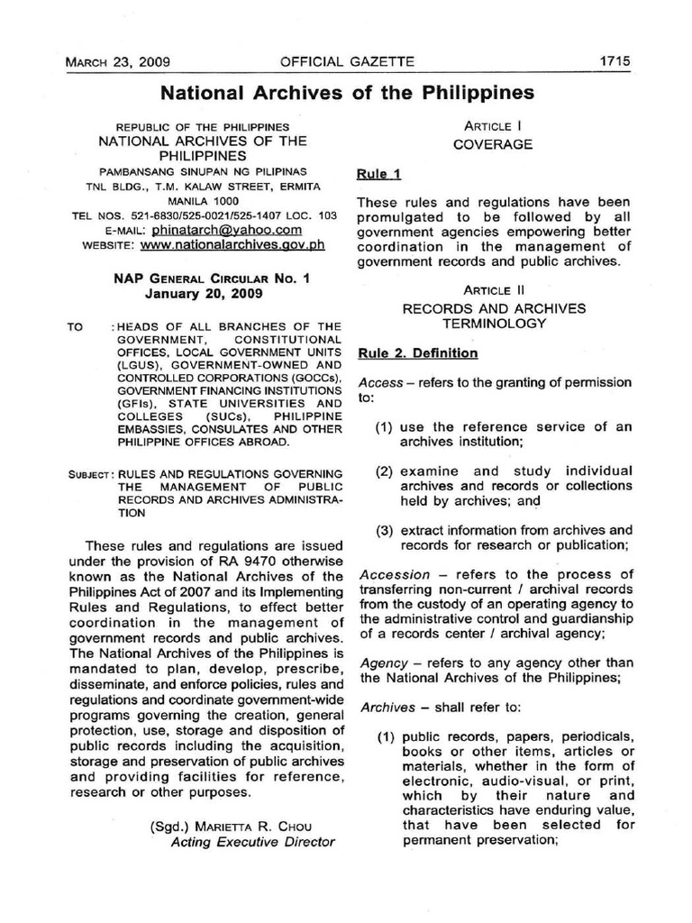 NAP Gen. Circular 1 2 and GRDS 2009 | PDF