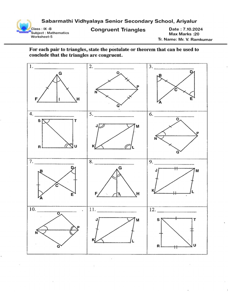 IX B MATHEMATICS Ws - 5 | PDF
