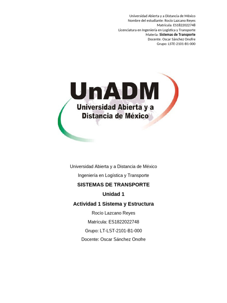 Lste U1 A1 Rolr | PDF | Logística | Realimentación