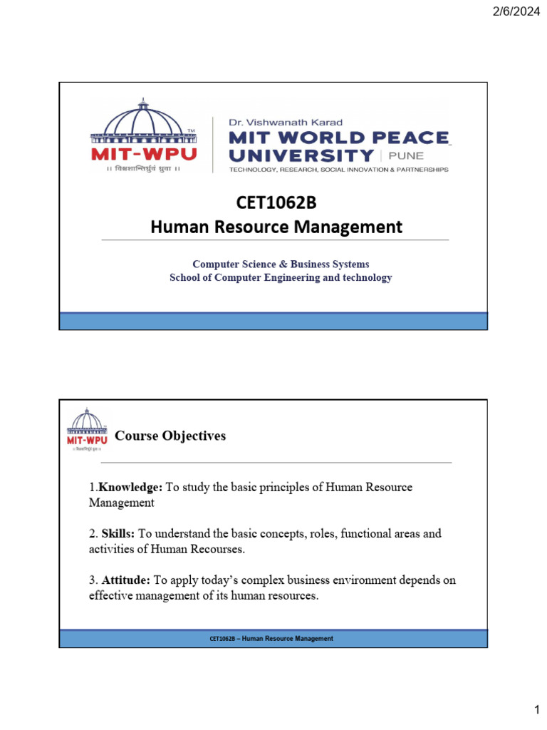 Human Resource Management Course Overview | PDF | Human Resource ...