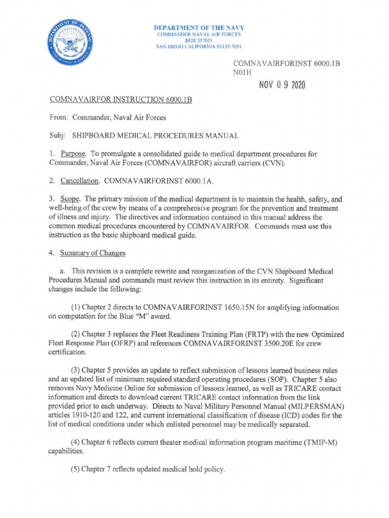 COMNAVAIRFORINST 6000.1B Overview | PDF | Medicine | Health Care