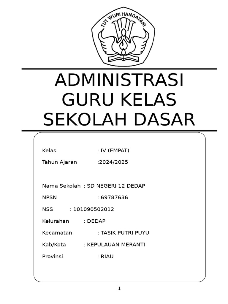 Administrasi Kelas SD Negeri 12 Dedap | PDF