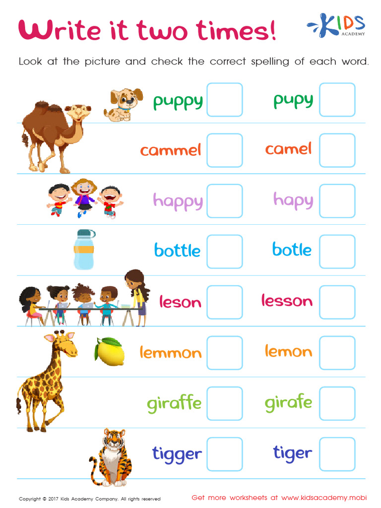 Grade 3 Spelling Practice Worksheet | PDF