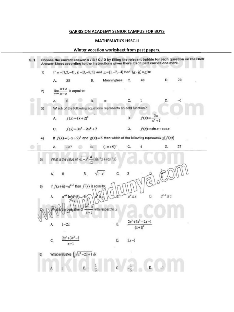 Class 6 Maths Winter Worksheet | PDF