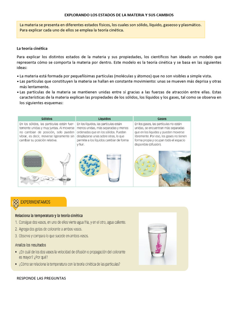 Estados de la Materia y Teoría Cinética | PDF | Importar | Gases