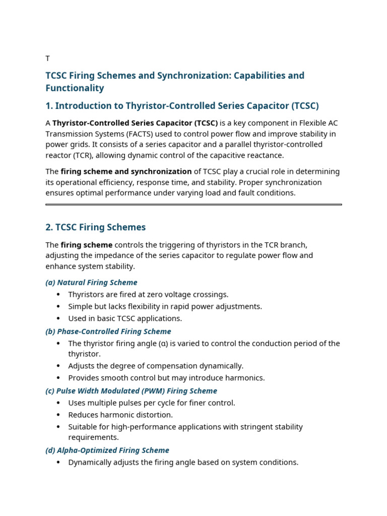 TCSC Firing Schemes & Synchronization Guide | PDF | Capacitor ...