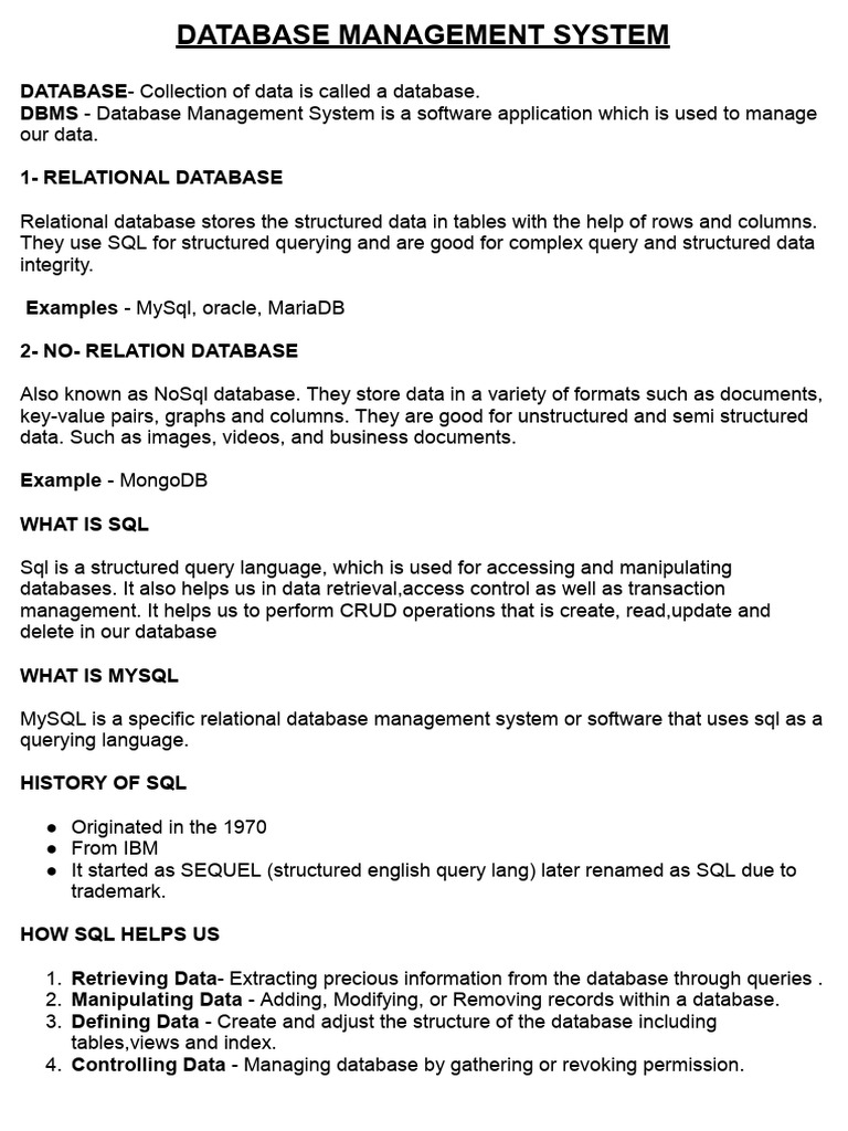 Database Management System Overview | PDF | Databases | Information ...