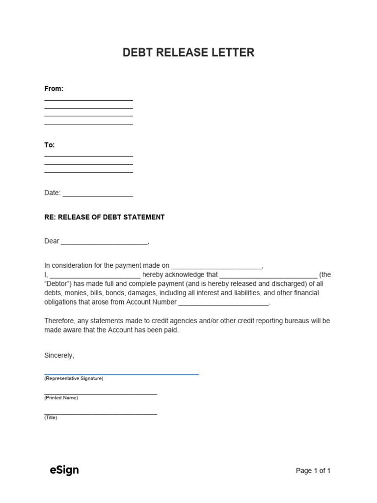 Debt Release Acknowledgment Letter | PDF