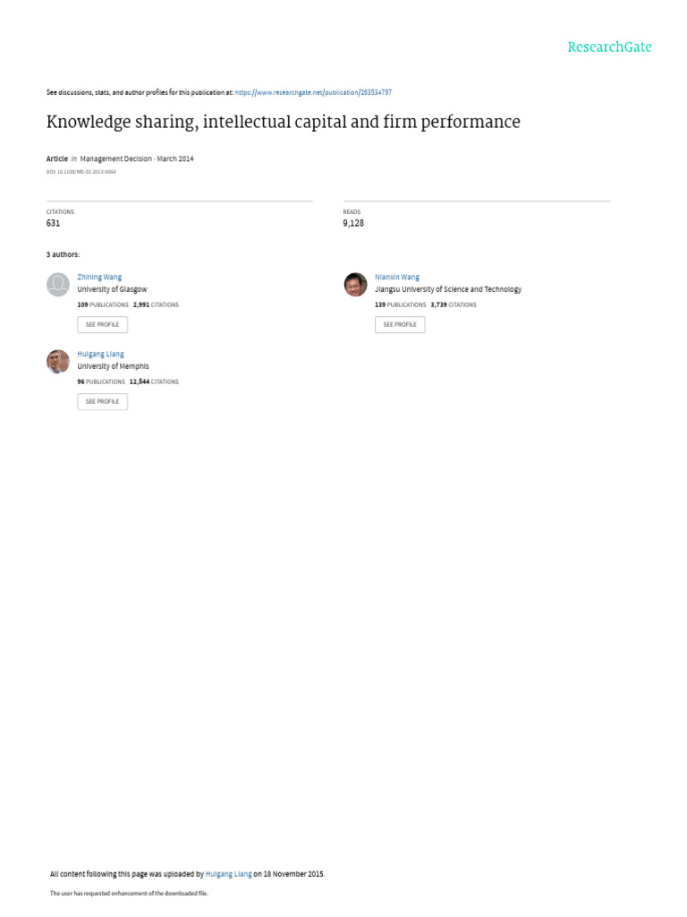 Knowledge Sharing Intellectual Capital and Firm Pe | PDF | Tacit ...