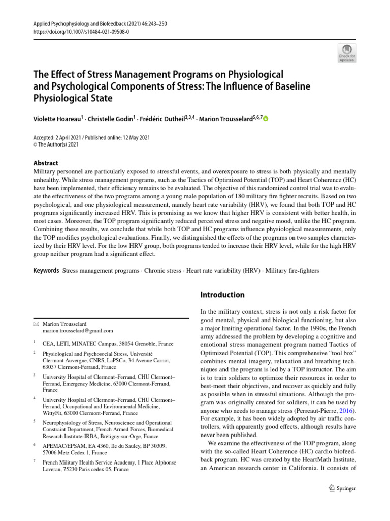 Impact of Stress Programs on Military Recruits | PDF | Stress (Biology ...