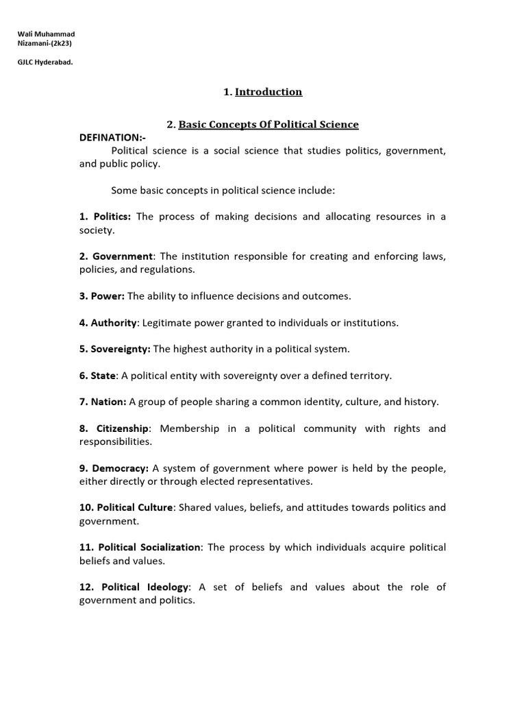 Political Science-1 | PDF | State (Polity) | Sovereignty