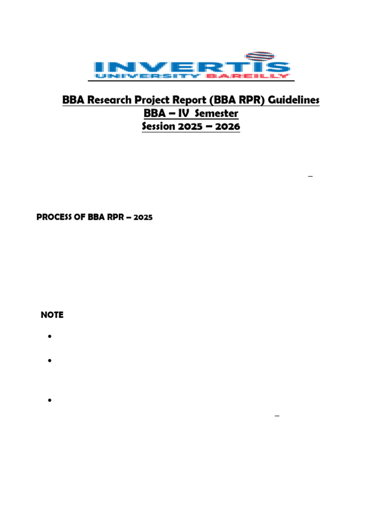BBA Research Project Report Guidelines | PDF | Text | Written Communication