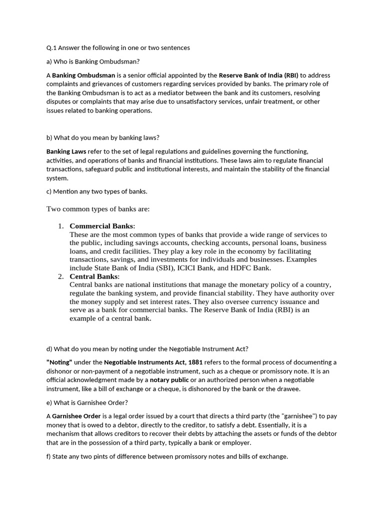 Overview of Banking Instruments and Laws | PDF | Negotiable Instrument ...