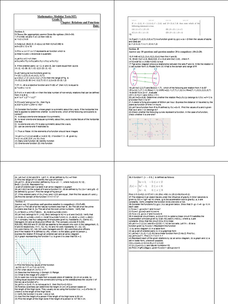 Modular Tests on Relations and Functions | PDF | Function (Mathematics ...