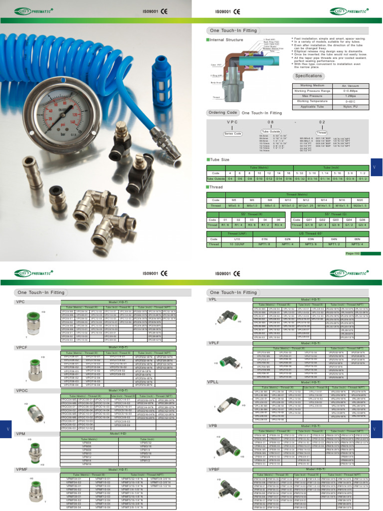 Pneumatic Fittings Catalogue PDF | PDF | Metalworking | Machining
