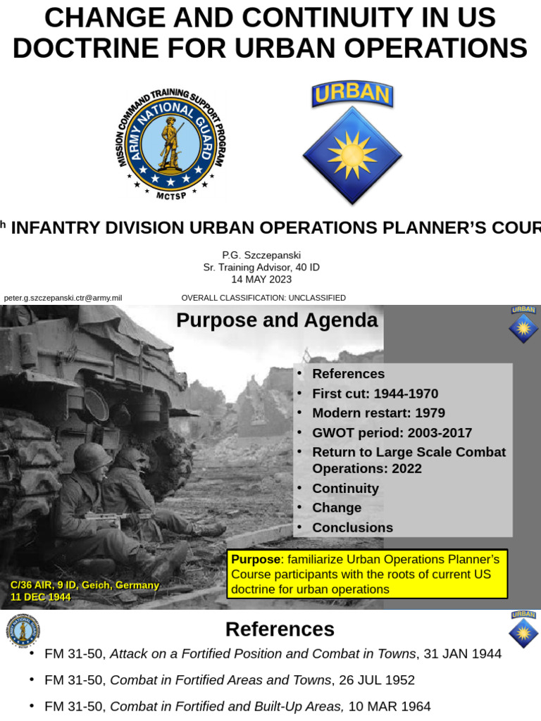 US Urban Operations Doctrine Evolution | PDF | Urban Warfare | Combined ...