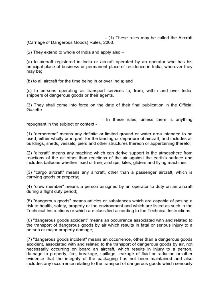 Aircraft Rules for Dangerous Goods | PDF | Dangerous Goods | Leak