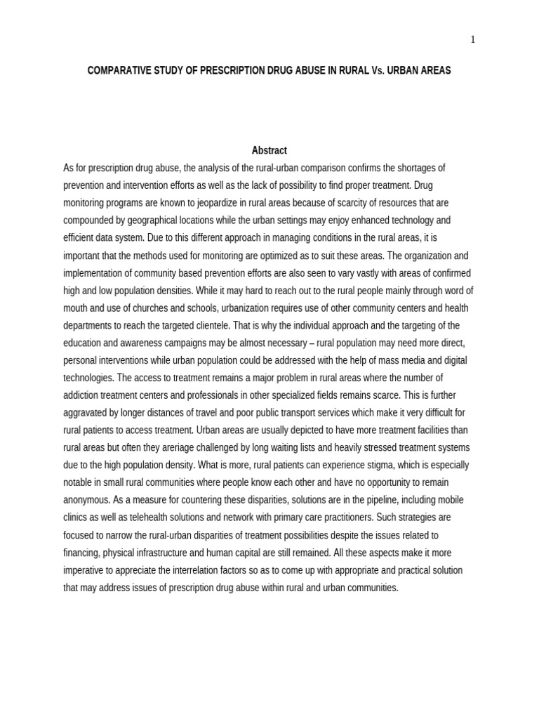 Rural vs. Urban Prescription Drug Abuse | PDF | Cost Of Living ...