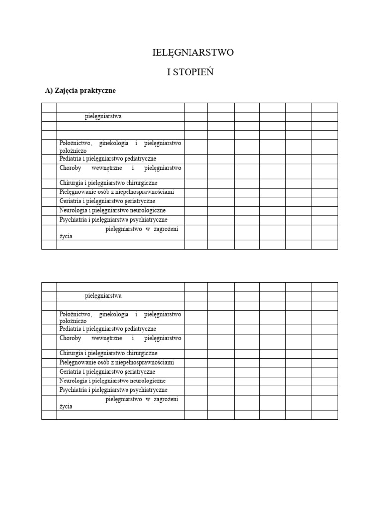 Pielegniarstwo I Stopien | PDF