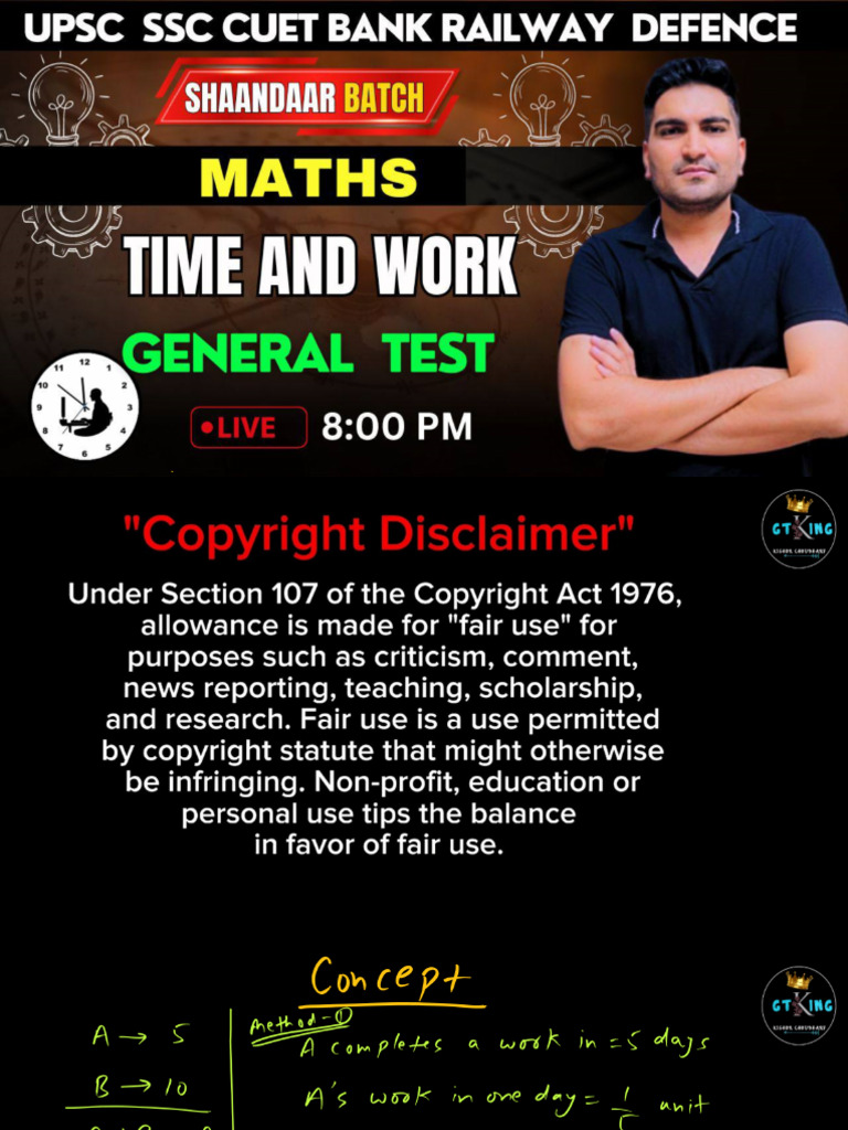 Time and Work Class Notes | PDF
