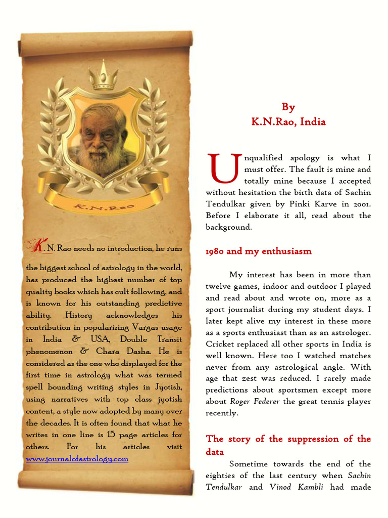 Tendulkar Horoscope: Apology and Confusion | PDF | Horoscope | Hindu ...