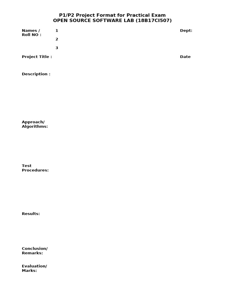 Project Format For Practical Exam | PDF