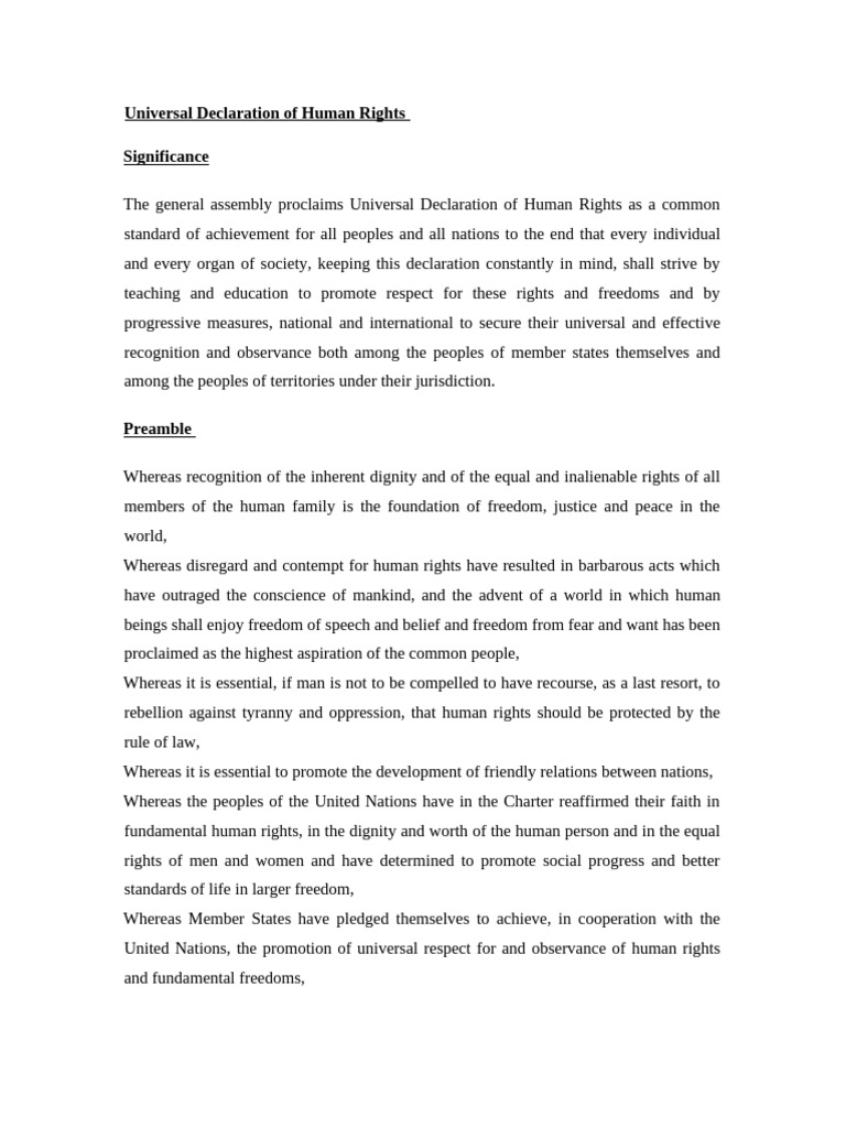 Universal Declaration of Human Rights Summary | PDF | Crimes | Crime ...