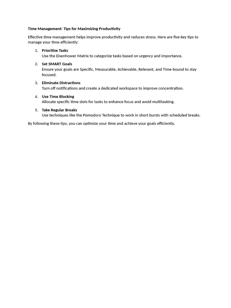 Maximize Productivity with Time Management Tips | PDF