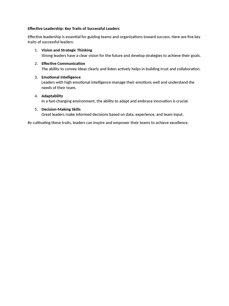 Effective Leadership Pdf