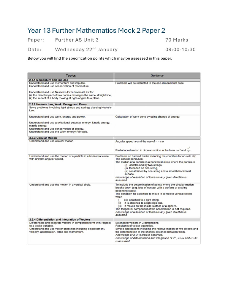 Year 13 Further Maths Mock Exam Paper 2 | PDF