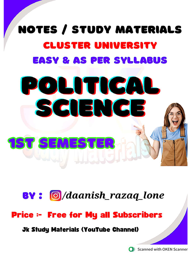 1st Sem Political Science Notes Cluster University Srinagar by Danish | PDF