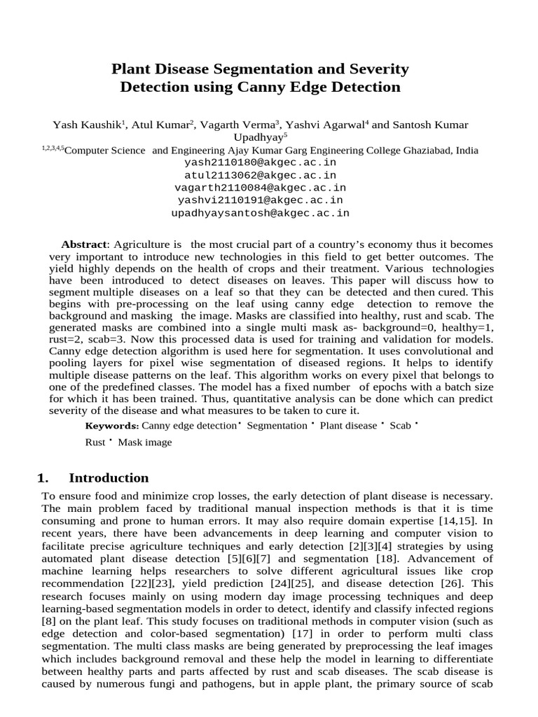 Plant Disease Detection via Canny Edge | PDF | Image Segmentation ...