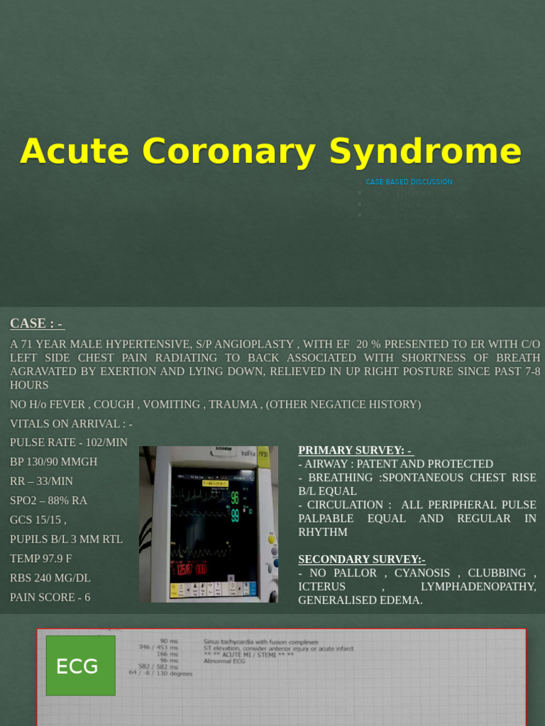 Acute Coronary Infarct CASE | PDF | Myocardial Infarction | Angiology