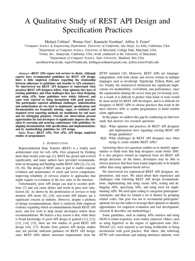 REST API Design Practices Study | PDF | Software Bug | Json