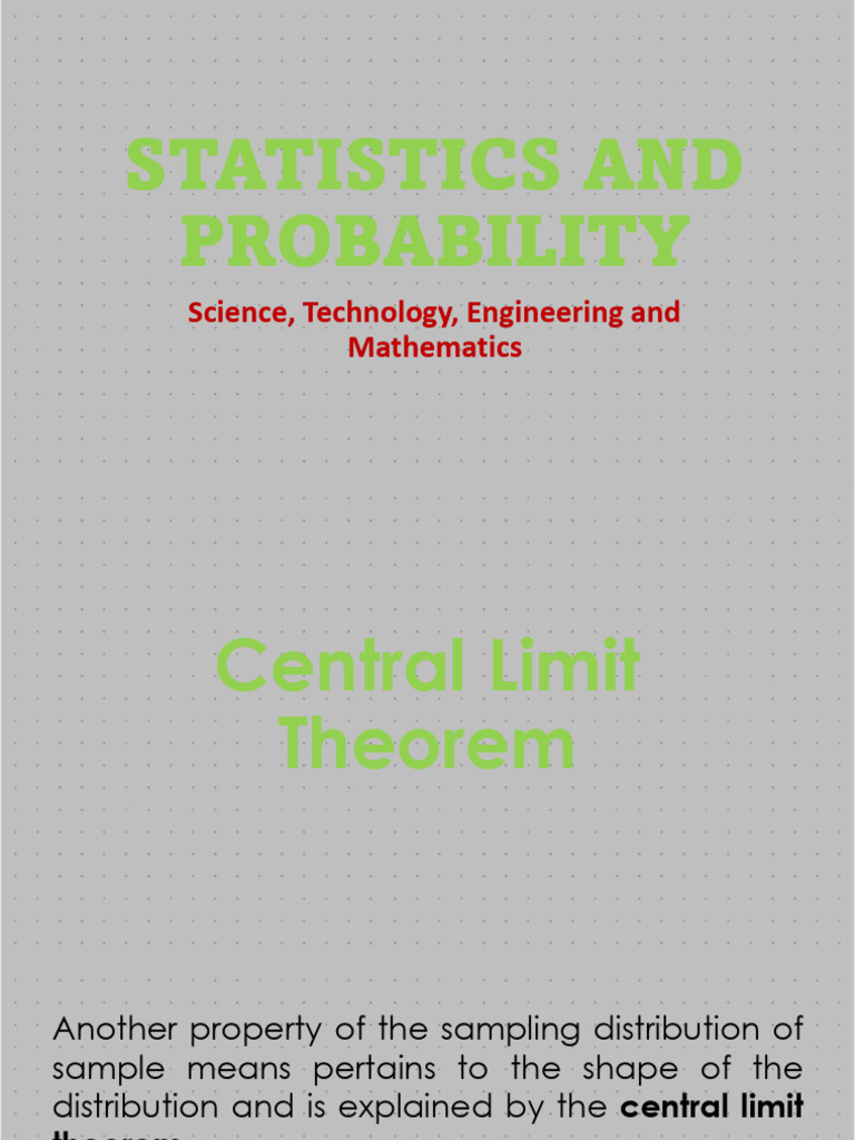 Central Limit Theorem Explained | PDF | Standard Deviation ...