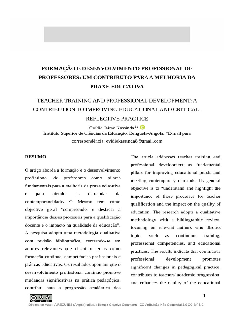 Formação e Desenvolvimento de Professores | PDF | Aprendizado | Pedagogia