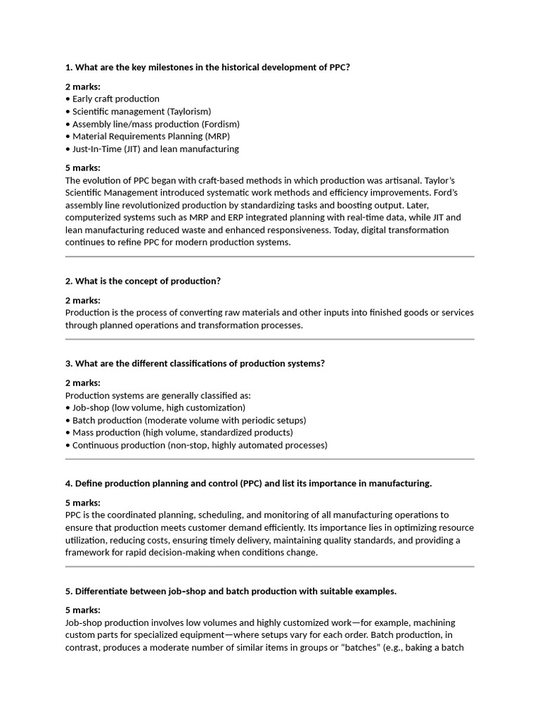 Evolution of Production Planning and Control | PDF | Forecasting ...