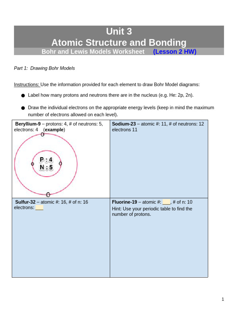 Copy of PS Unit 3 Classwork LESSON 2 | PDF | Chemical Elements | Isotope
