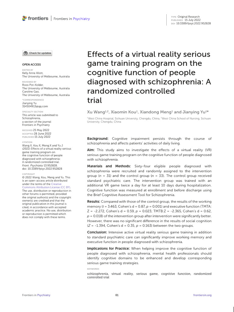 Effects of A Virtual Reality Serious Game Training | PDF ...