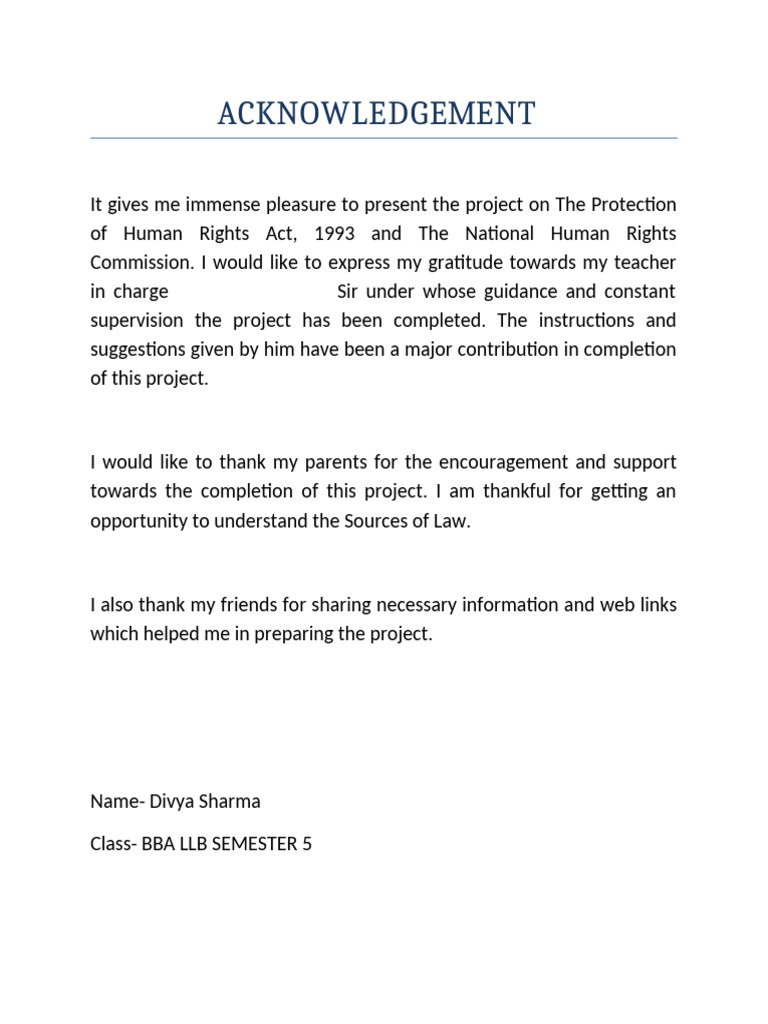 Acknowledgement for Political Science Project | PDF