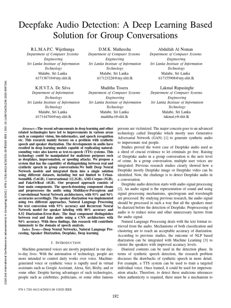 wijethunga2020 | PDF | Deep Learning | Speech Recognition