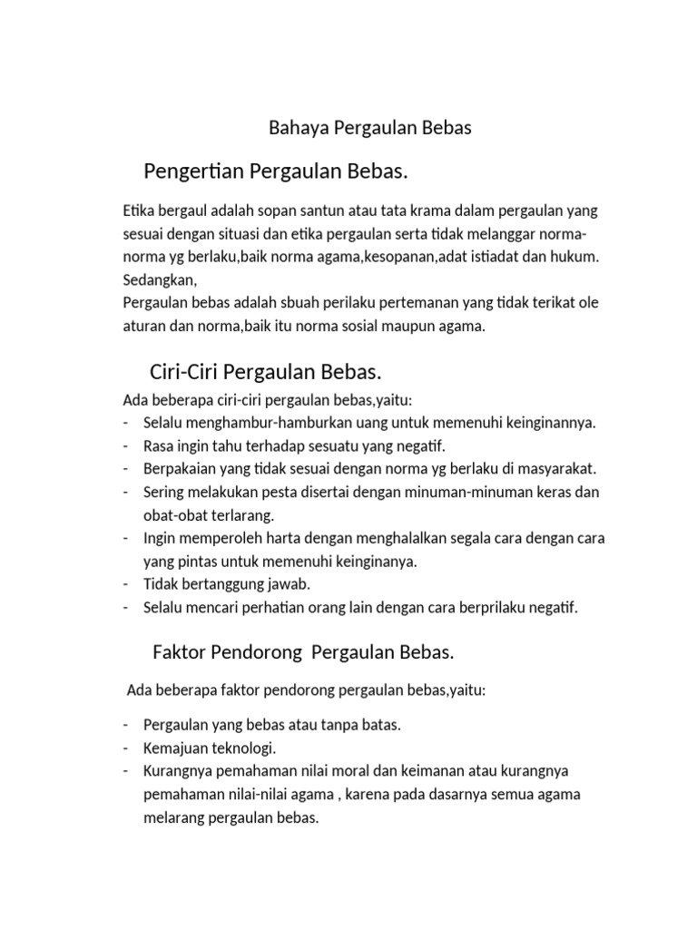 Bahaya Pergaulan Bebas PDF