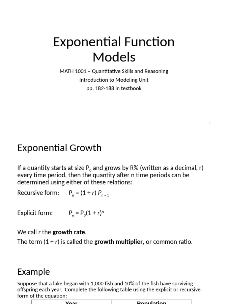Exponential Growth Models Explained | PDF | Mathematics | Applied ...